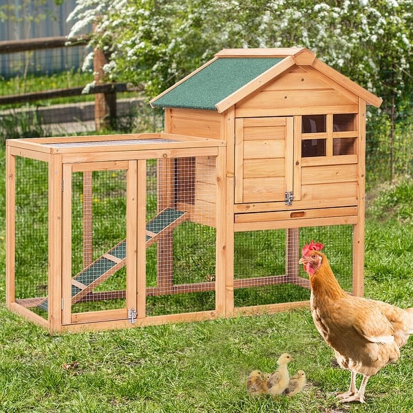 Shop Gymax Wooden Rabbit Hutch Chicken Coop Poultry Cage Hen Duck