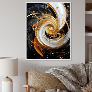 Designart "Liquid Gold Black And White Spiral Magic I" Abstract Spirals ...