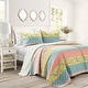 preview thumbnail 12 of 20, The Curated Nomad La Boheme 3-pc. Striped Quilt Set Blue & Coral - Full - Queen
