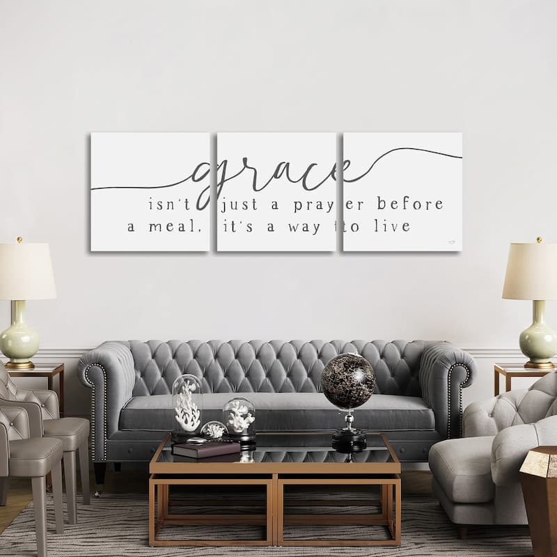 iCanvas "Live With Grace" by Lux + Me Designs 3-Piece Wall Art Set - 30x90x1.5