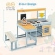 preview thumbnail 3 of 8, Costway Mud Kitchen with Kids Picnic Table Built-in Bench Blackboard - See Details