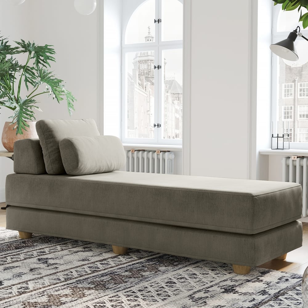 Jaxx Balshan Cushioned Micro-velvet Convertible Chaise Lounge Daybed
