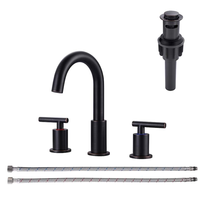 WOWOW Widespread 8 in.Double Handle Bathroom Faucet - Oil Rubbed Bronze