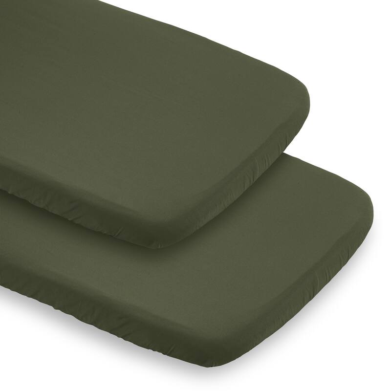 Sweet Jojo Designs Solid Dark Green Boy Girl Unisex/Gender Neutral 2 Pack Baby Bassinet Fitted Sheets Solid Color Hunter Forest