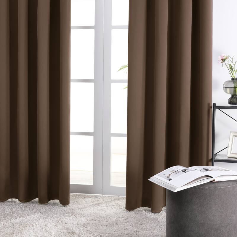 Deconovo Solid Rod Pocket Curtain Panel Pair (2 Panel)