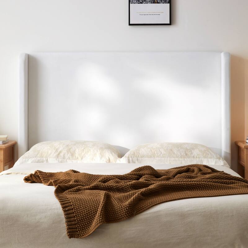 Upholstered Wingback Bed / Upholstered Platform Bed Frame / 52.3" High Headboard / Simplicity/ No Box Spring Needed/ King