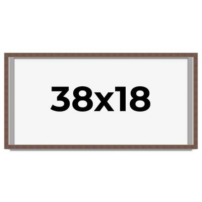 38x18 Shadow Box Frame Brown | 1.125 inches Deep Real Wood Rustic