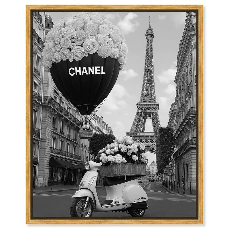 Scooter and Glam Balloon II Canvas by Art Remedy - 30" x 36" - Gold