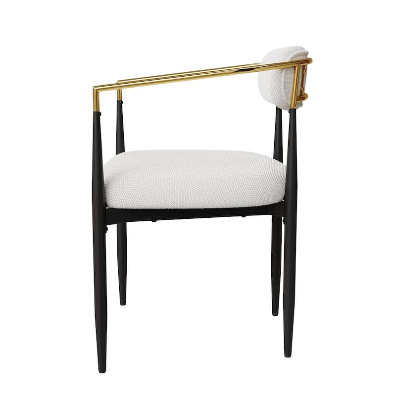 Velvet Dining Chairs set of 2, Modern Dining Chairs Arm Chair with Metal Armrest and Legs Accent Chairs for Kitchen - Cream White