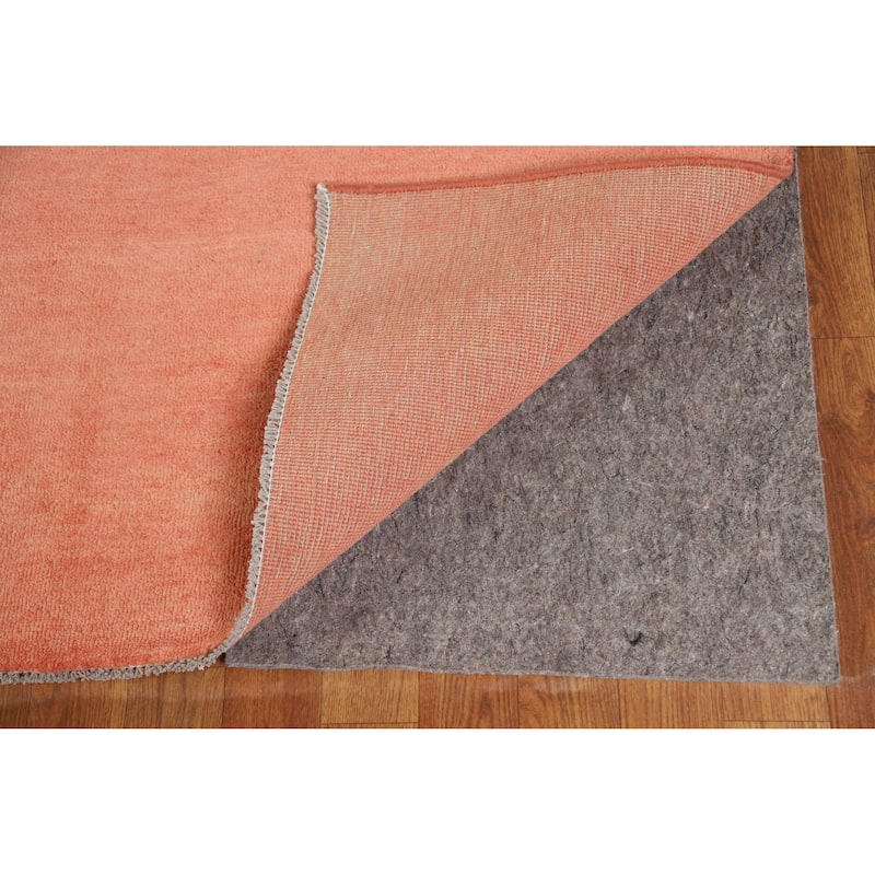Hand Knotted Oriental 100% Wool Carpet Modern Solid Peach Gabbeh Area Rug - 12' 4'' X 8' 9''