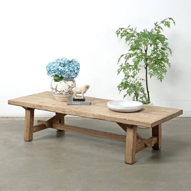 Approx. 70 Inches Long Rustic Farmhouse Coffee Table Weathered Natural - 54 x 84