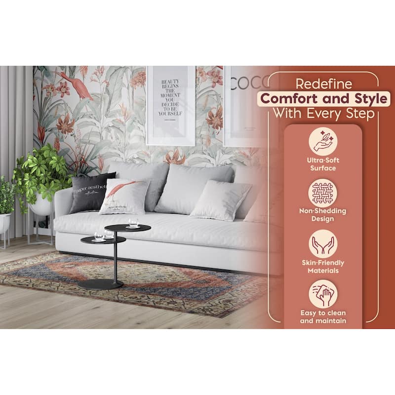 L'Baiet Sasha Coral Distressed Machine Washable Rug