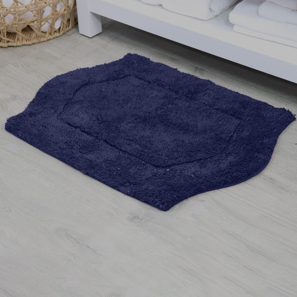Home Weavers Bathroom Rug, Cotton Soft, Water Absorbent Bath Rug, Non Slip Shower Rug Machine Washable 21"x34" Rectangle - Navy