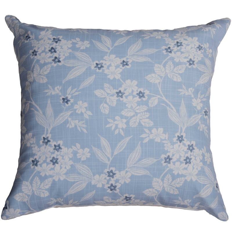 Rizzy Collection Blue/Ivory Floral Modern Throw Pillow
