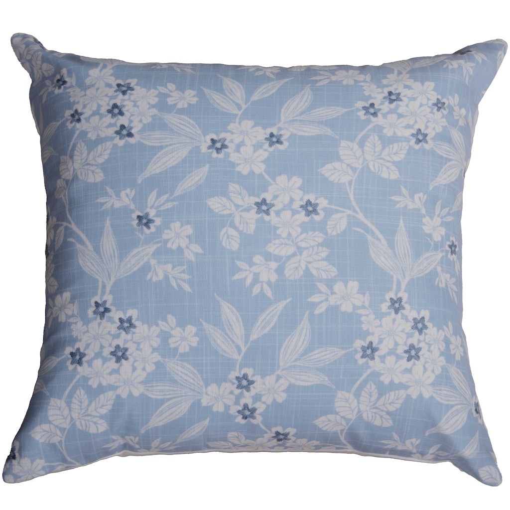 Rizzy Collection Blue/Ivory Floral Modern Throw Pillow