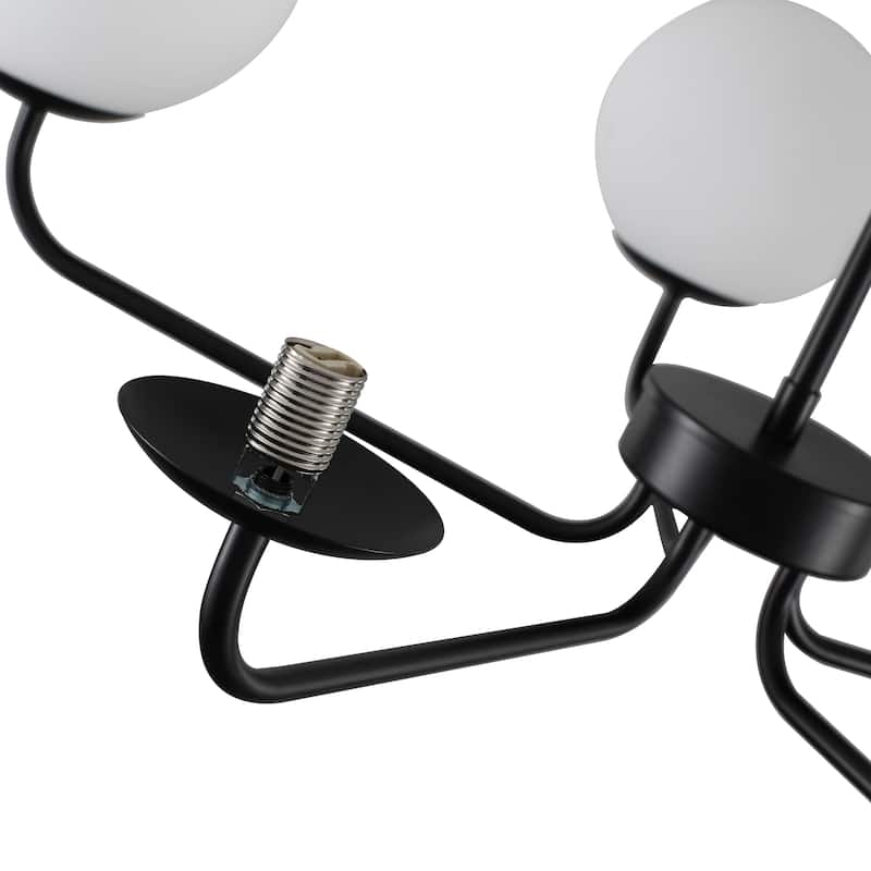 5-Light Dimmable Globe chandelier - Matte Black - N/A