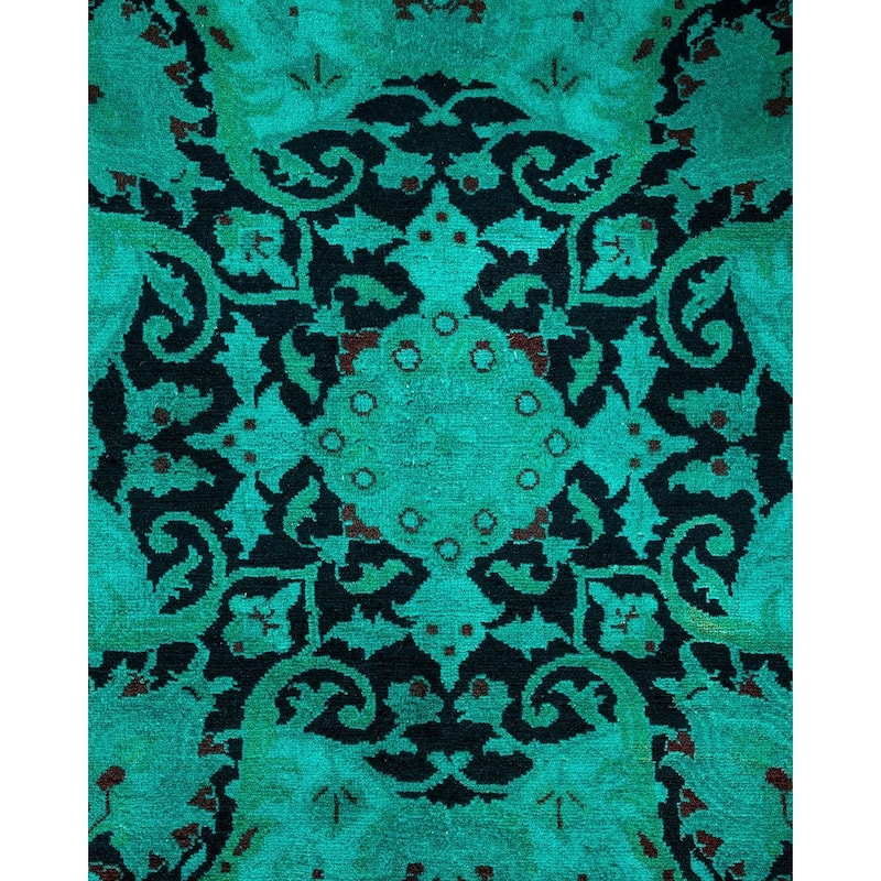 Overton Hand Knotted Wool Vintage Inspired Modern Contemporary Overdyed Blue Area Rug - 8' 1" x 10' 6"