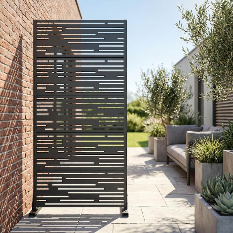 Shine Metal Privacy Screen Panel Free Standing - Dark Grey - 59"x30"