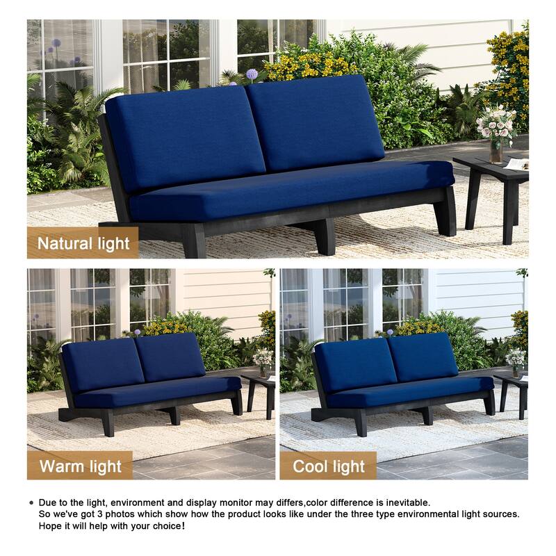 3 Seat Wood 64" W Outdoor Patio Sofa with Cushion