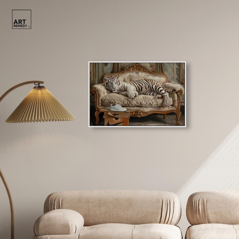 Lounging Sneaker Tiger Canvas by Art Remedy