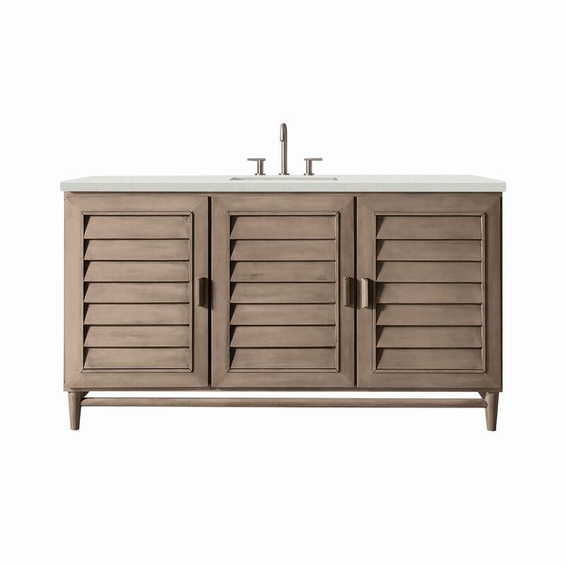 James Martin Vanities 620-V60S-3LDL Portland 60" Single Basin Wood - Whitewashed Walnut - Walnut Finish