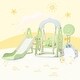 preview thumbnail 1 of 18, 6-in-1 Toddler Slide and Swing Set - Kids Playground Climber Playset with Soccer Goal, 2 Basketball Hoops, and Ring Green