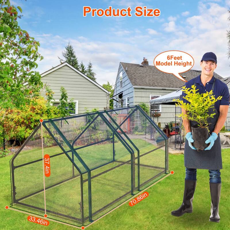 Mini Outdoor Greenhouse for Plants Vegetables Fruits Flowers Portable Garden Greenhouse with Roll-Up Doors - 70.86*33.46*37.4in