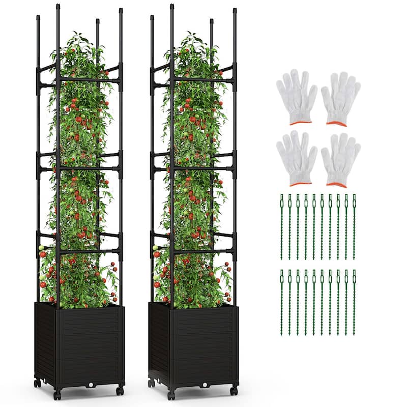 Costway 1/2 PCS Raised Garden Bed with Trellis and Wheels