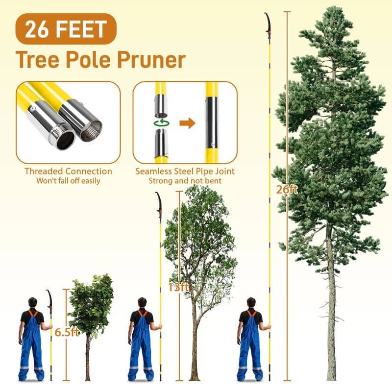 Light-weight Long-handle Manual Pole Saw Tree Trimmer - 318.9*14.2*1.2 inch