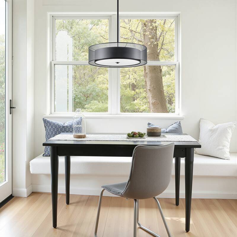 CO-Z 3-Light Antique Bronze Double Drum Pendant Chandelier