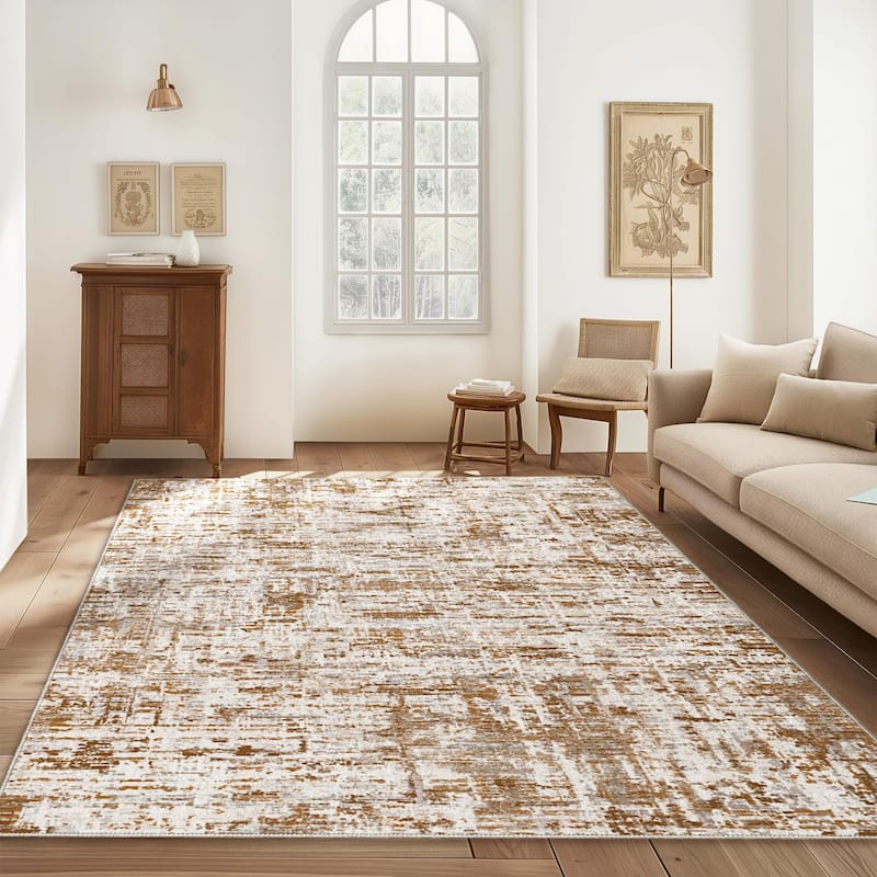 Mcow Modern Collection Low-Pile Machine-Washable Non-Slip Area Rug