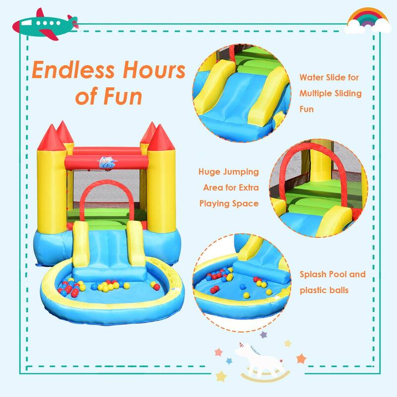 Gymax Inflatable Bounce House Kids Slide Jumping Castle Bouncer w/Pool