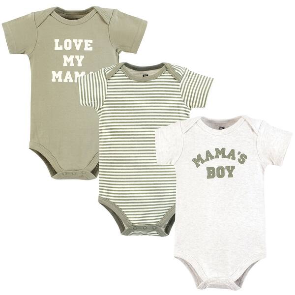 slide 1 of 1, Hudson Baby Infant Boy Cotton Bodysuits, Sage Mamas Boy 0-3 Months - Sage Mamas Boy