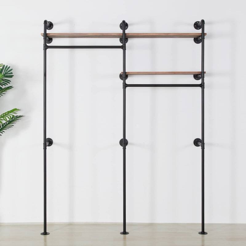 Industrial Pipe Clothing Rack - 11.4"D x 59"W x 79.5"H