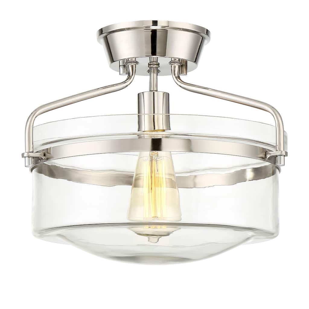 Bellevue Single Light 13" Wide Semi-Flush Bowl Ceiling Fixture