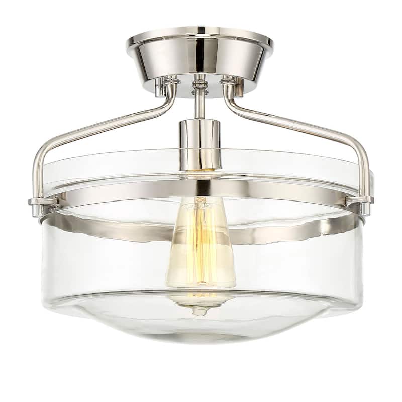 Bellevue Single Light 13" Wide Semi-Flush Bowl Ceiling Fixture
