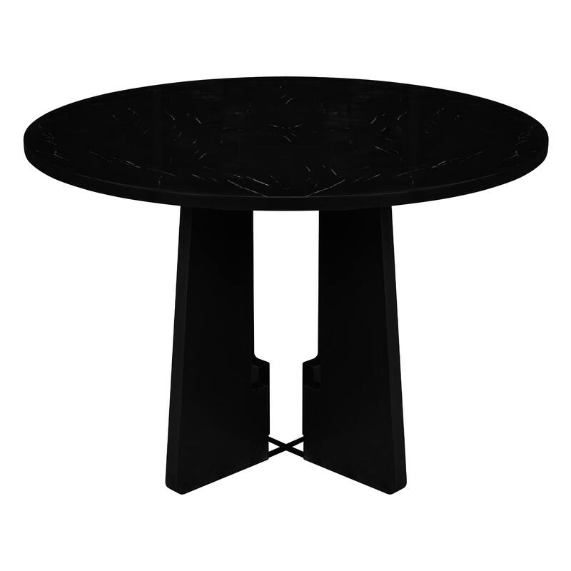5-Piece Round Dining Table Set for 4, 43.3" Kitchen Wood Table with 4 Upholstered Dining Chairs for Dining Room