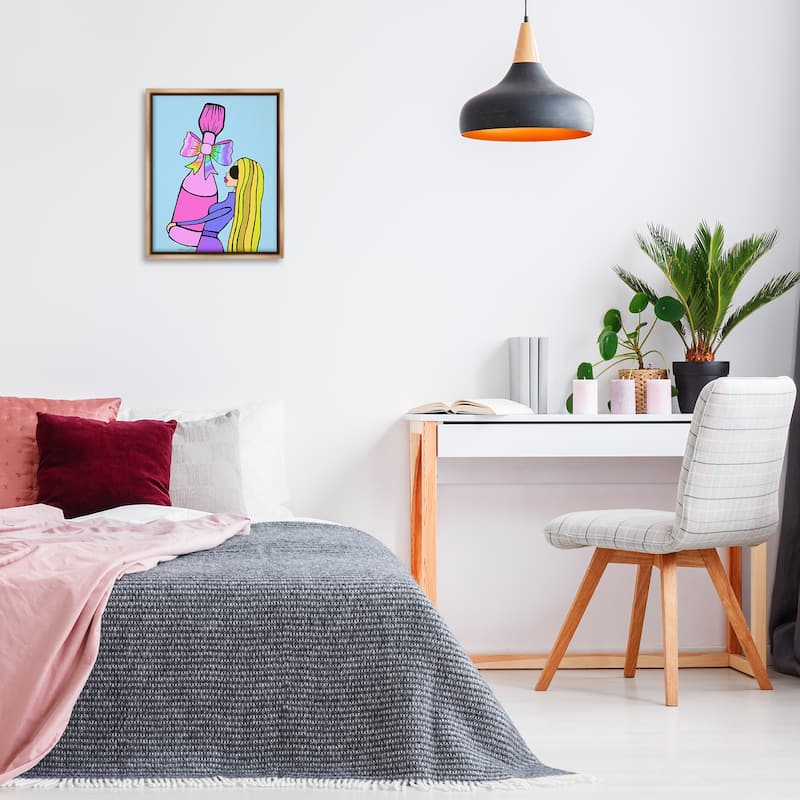 Stupell Bold Fashionista with Wine Bottle Framed Floater Canvas Wall Art Design By Katie Conley
