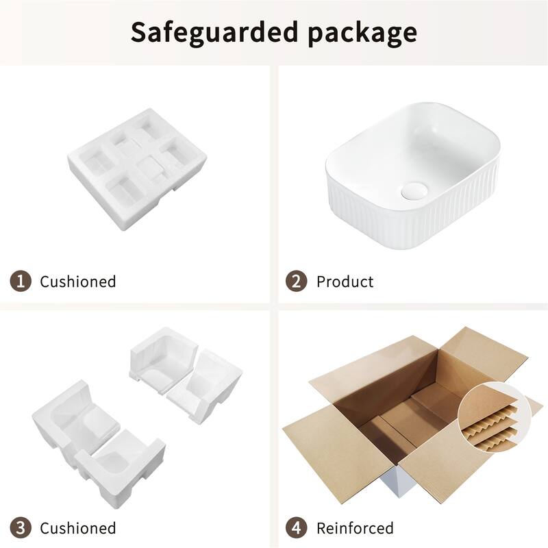 Rectangle Bathroom Vessel Sink Above Counter without Pop-up Drain