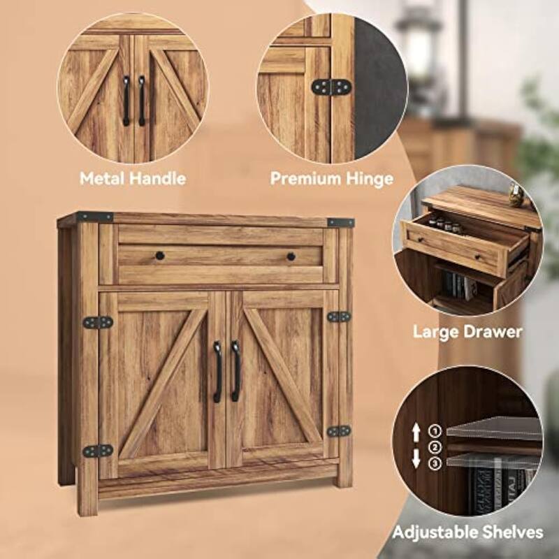 Farmhouse Cabinet with Drawers and Doors 31.5 inch - 15.75"D x 31.5"W x 31.5"H