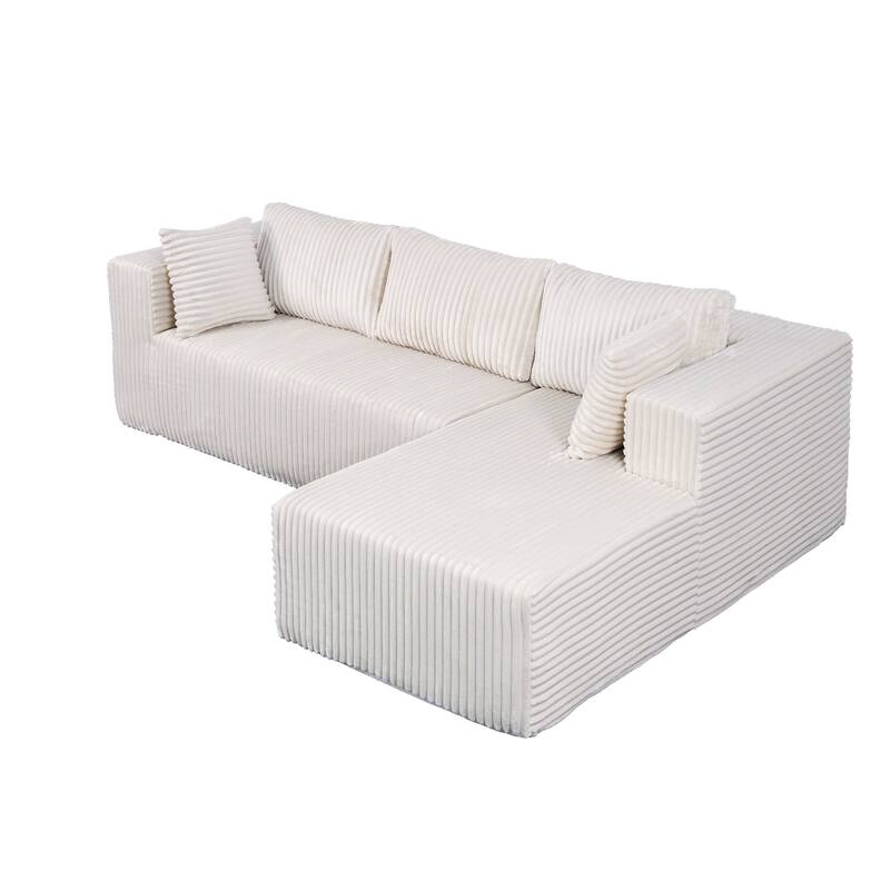 Anmytek 105 Inch Comfortable L-Shaped Modular Sofa - Plush Upholstery All-Foam No Springs Vacuum-Packed