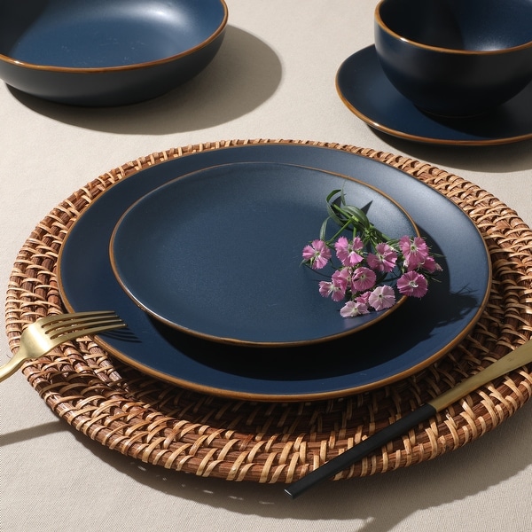 Gibson Home Hazeltine 16 Piece Plates and Bowls Dishes Stoneware Ceramic Dinnerware Set