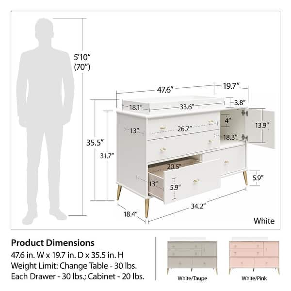Little Seeds Valentina 4 Drawer/ 1 Door Convertible Dresser & Changing Table
