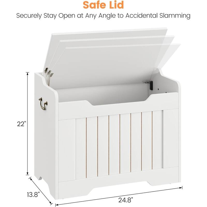 24.8" Wooden Storage Chest, Storage Bench with Safety Hinge, Flip Top Blanket Storage Chest Trunks - N/A