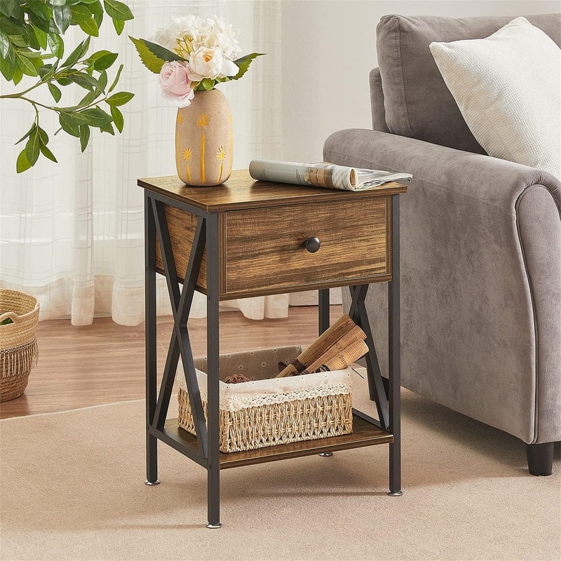 Nightstands Set of 2 Modern Bedside End Tables Dark Black