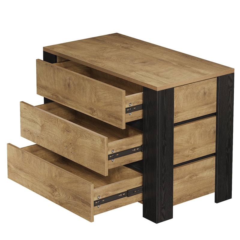 Oversized Nightstand, 36" Wide Large Night Stand with 3 Drawers