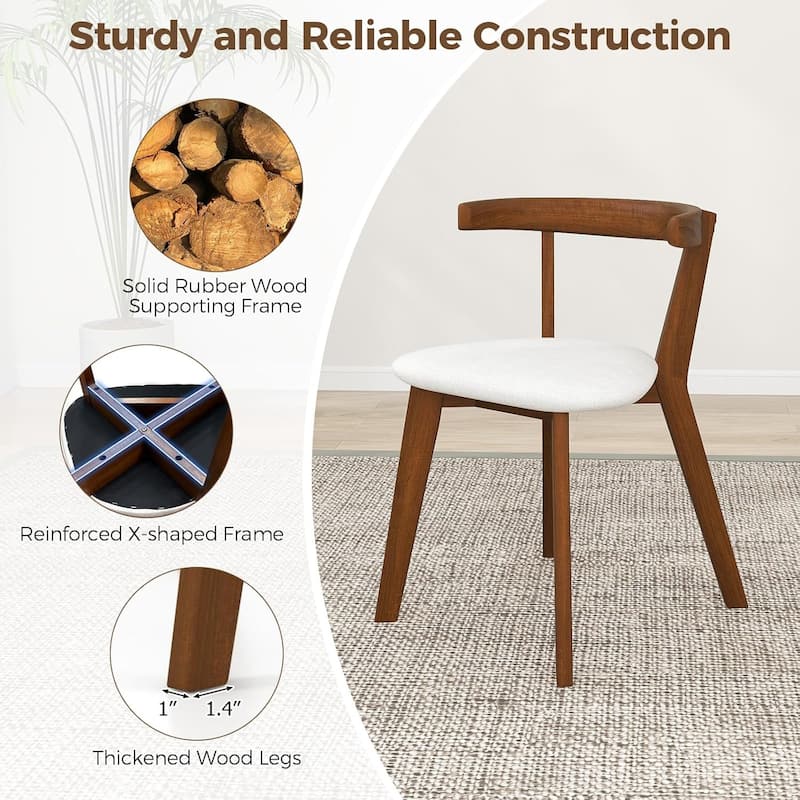 2/4PCS Wooden Dining Chairs Farmhouse Armless Upholstered Side Chairs