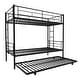 preview thumbnail 9 of 7, Metal Bunk Bed Twin Over Twin Size with Trundle, Metal Twin Size Bunk Beds Frame with Guardrails & Ladders, Twin Triple Bunk Bed