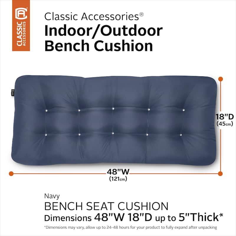 Classic Accessories Water-Resistant Indoor/Outdoor Bench Cushion
