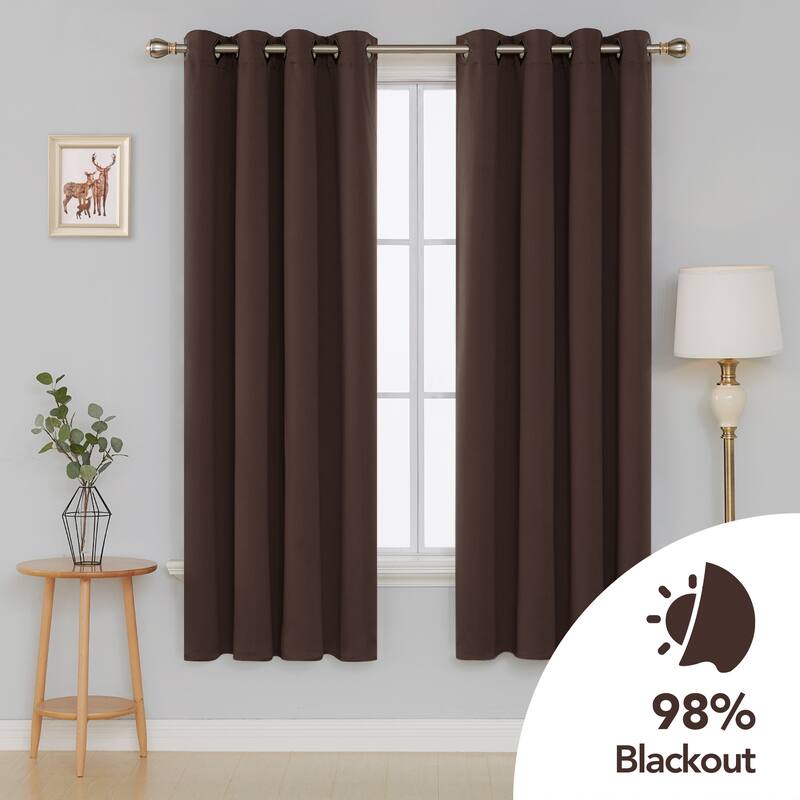 Deconovo Square Grommet Curtain Panel Pair(2 Panel) - 52x72 - Chocolate